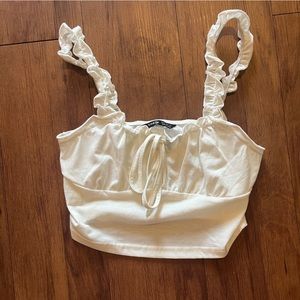 Shein frilly white tank top camisole top white camisole top